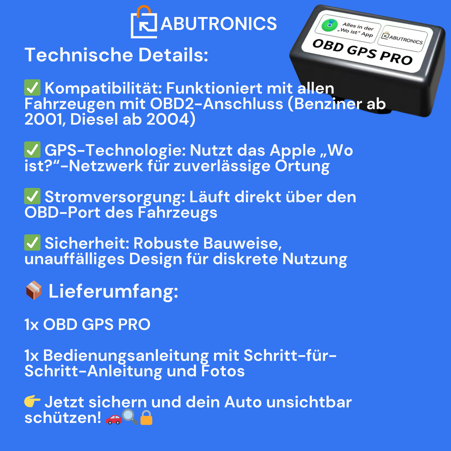 OBD GPS PRO – mit Apple „Wo ist?“